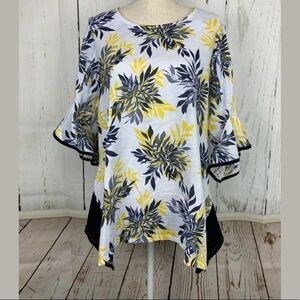 Trisha Tyler light bell sleeve top tropical beachy